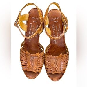 Vintage Brown Leather wedges from Brazil size 8